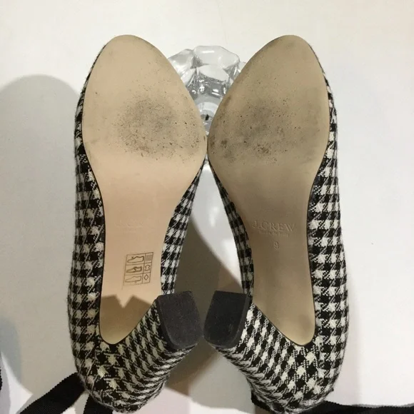 J.Crew Size 9 Bell Ankle Tie Gingham Pumps… - Picture 7 of 8